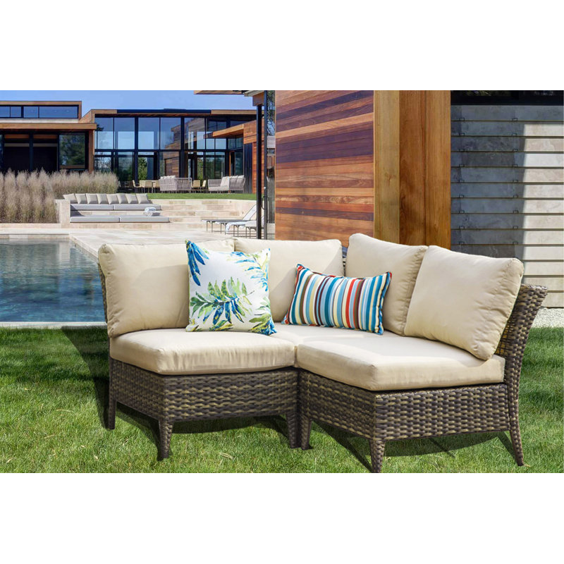 Highland Dunes Southall Outdoor 3 Piece Rattan Sectional Seating Group